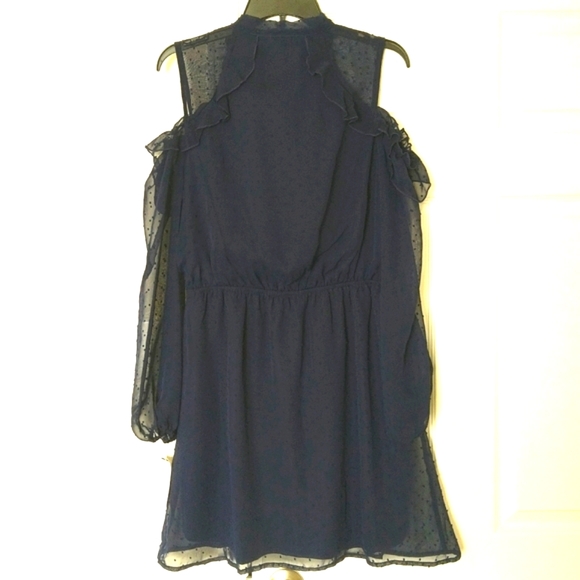 Love,fire Women cold shoulder Navy Blue Classic boho Country Flowy dress size L - Picture 11 of 14